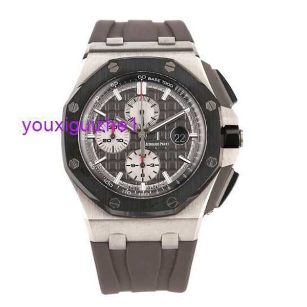 Luxury AP Wrist Watch Royal Oak Offshore Series 26470io Elephant Grey Titanium Alloy Back Transparent Mens Timing Fashion Leisure Business Sports Machinery