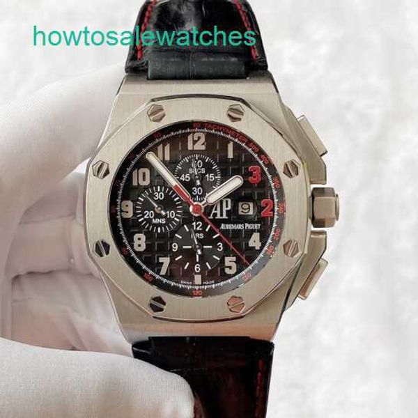 Luxury AP Wrist Watch Royal Oak Offshore Series Limited Edition Red Inversed Time Standard Automatic Mechanical Mens Watch 26133st Precision Steel 48 mm