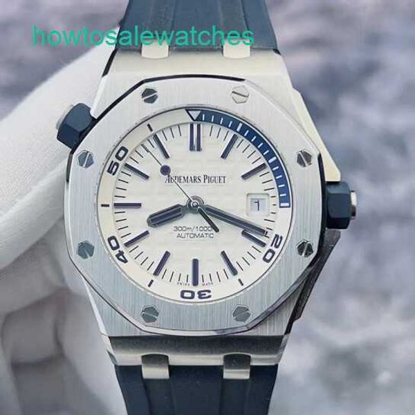 Luxury AP Wrist Watch Royal Oak Offshore Series 15710ST WHITE CABLE 1/4 BLUE Precision Steel Mens Transparent Automatic Mechanical Watch 42mm 42 mm