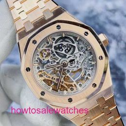 Luxury AP Wrist Watch Royal Oak Series 15467or Full Hollow Dial Tourbillon Womens 18K Rose Gold Automatic Mechanical Watch 37 mm Garantie