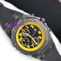 Montre-bracelet de luxe AP Royal Oak Offshore série 42mm machines automatiques 26176FO forgé carbone Bumblebee montre de sport pour hommes