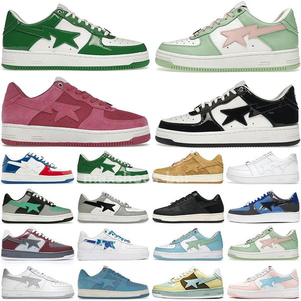 Luxe Apes Sta Low Nigo Chaussures de sport Baignade Hommes Femmes Designer Sneaker Triple Blanc ABC Como Comics Noir Bleu Cuir Verni Bordeaux Gris Tokyo Baskets M11