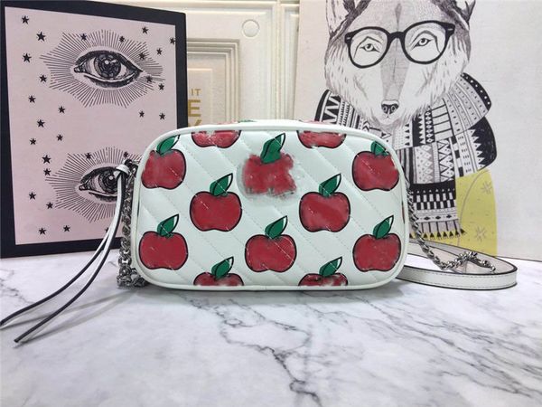 Épaule de chaîne de pomme de luxe PVC Razor Beige Red Multi Crossbody Bag Taille: 24 * 12 * 7cm