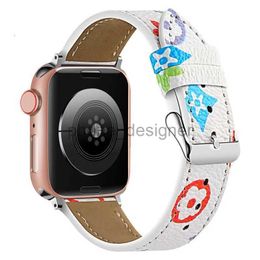 Luxe Apple Watch Band 38 40 41 42 44 45 49 mm Flower Leather Watchs Strap polsband voor IWatch 8 7 6 5 4 SE Designer Watchbands NN7626G