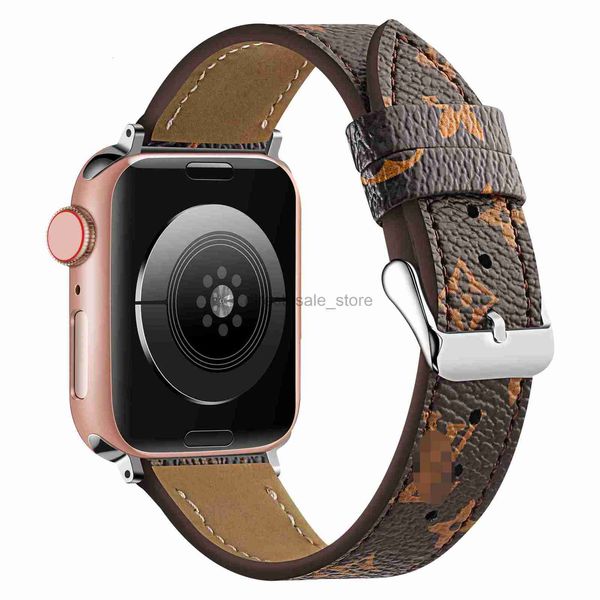 Correa de reloj Apple de lujo 38 40 41 42 44 45 49 mm Correa de reloj de cuero con flores Pulsera para Iwatch 8 7 6 5 4 SE Correas de reloj de diseño LX00510