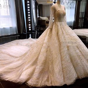 Luxe gouden pailletten trouwjurk prinses geavanceerde aanpassingen baljurk Koninklijke jurken lieverd kralen sparkly bruidsjurken