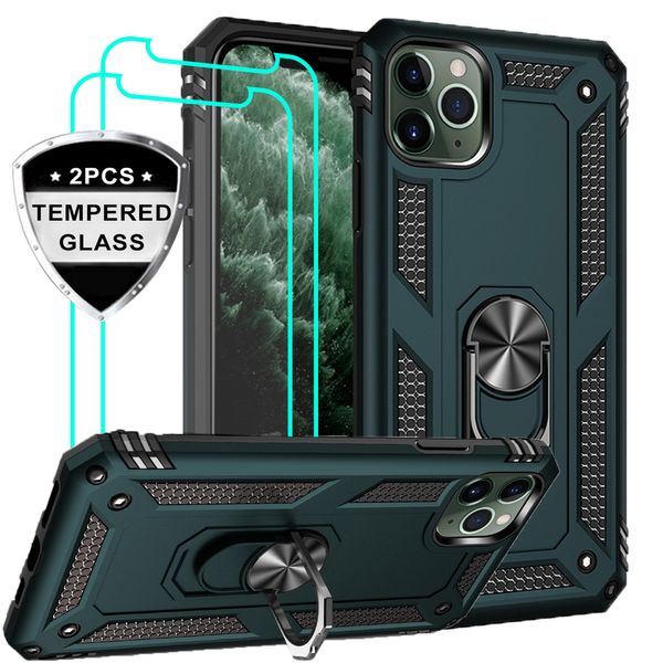 Funda de teléfono a prueba de golpes con armadura de lujo para iphone 5, 5S, SE, XS, Max, 11 Pro, XR, X, 7, 8, 6, 6s Plus, funda completa con anillo magnético para coche