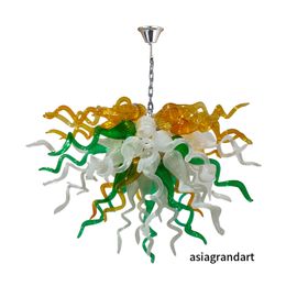 Luxe kunstlampen mond geblazen glas kroonluchter licht Noordse murano -stijl kroonluchters voor trap appartement huis hotel lobby armaturen lr1484