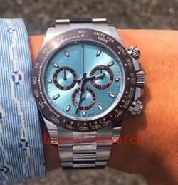 Mouvement mécanique de luxe Asia 2813Men Ice blue Dial Watch Mens No Cosmograph Montres Hommes 116500 116506 Full Steel Wristwatche