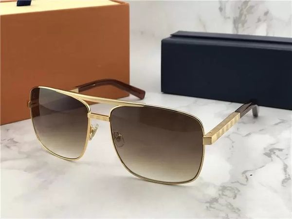 Lunettes de soleil Attitude de luxe pour hommes Mode Z0256U design Lentille de protection UV Carré Full Frame Gold Color Plated Frame Venez avec le paquet 61mm