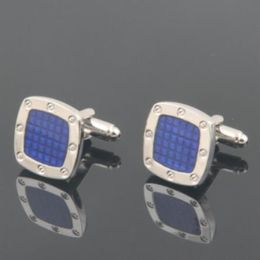 Boutons de manchette de luxe Audemais Plguet pour chemise homme français bouton de manchette argent bleu bouton de manchette octogone comme garçons d'honneur de mariage portent des bijoux C276e