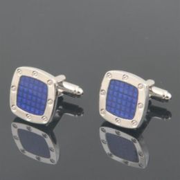 Boutons de manchette de luxe Audemais Plguet pour chemise homme français bouton de manchette argent bleu bouton de manchette octogonal comme garçons d'honneur de mariage portent des bijoux C2133