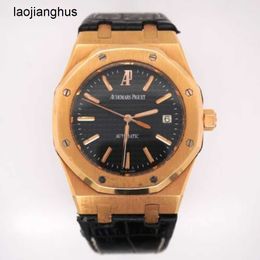 Роскошные часы Audemar Pigue Abbey Royal Oak, розовое золото 18 карат № 034; Часы Jumbo 39 мм с черным циферблатом 15300или