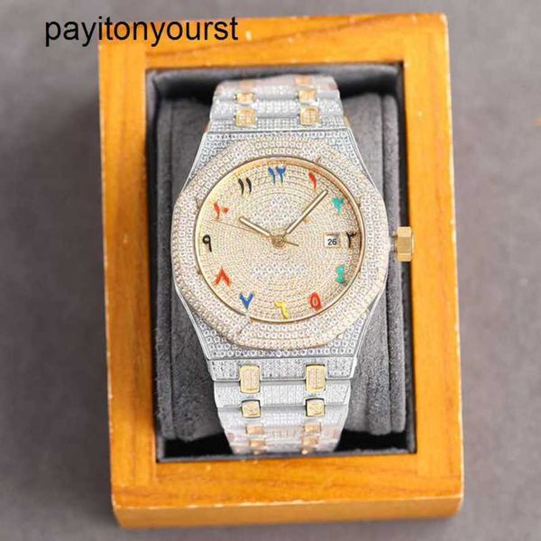 Orologio Audemar Pigue di lusso Ap Diamond Watches 40mm Orologio meccanico automatico da uomo per uomo Orologio da polso in acciaio inossidabile Swarovski Fashion