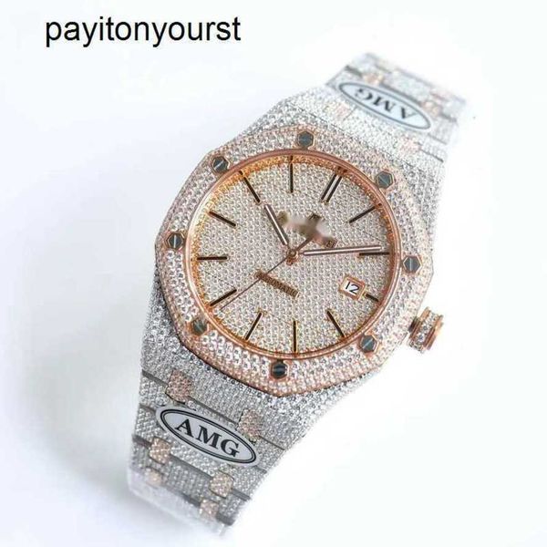 Reloj de lujo Audemar Pigue Ap Relojes de diamantes 10a Diseñador completo Ap Auto Reloj de pulsera 55sg Movimiento mecánico de alta calidad Uhr Bust Down Montre Iced Out Royal Re Q8C4