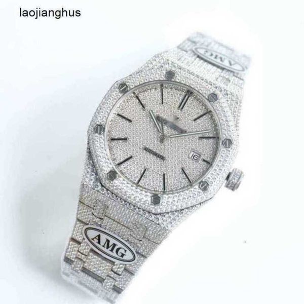 Lujo Audemar Pigue Reloj Ap Diamond Relojes Diseñador Iced Out Full Men Menwatch HD59 Movimiento mecánico automático Uhr Crown Bust Down Montre Royal Reloj