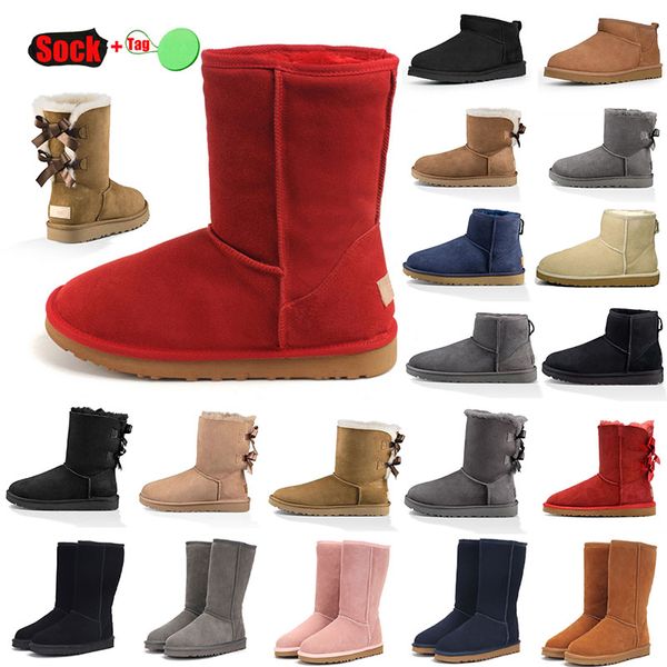 Luxury Australia Classic Shoes CastainT Mini Boots Boots Platform Black Red Ugglie Sheep Wool Womens Boot Girl Girl