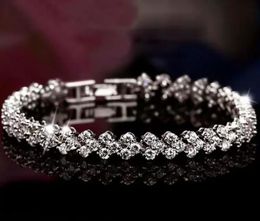 Luxe Autriche Brillant Cristal Tennis Bracelets Véritable 925 Sterling Silver Charms Zircon