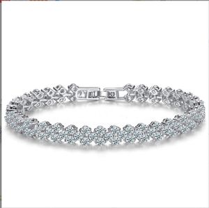 Luxe Oostenrijk Shining Crystal Tennis Armbanden Sterling Silver Charms Zirkon Diamant Romeinse linkarmband sieraden