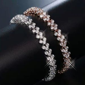 Luxe Oostenrijk Shining Crystal Tennis Armbanden Echte 925 Sterling Silver Charms Zirkon Diamant Romeinse linkarmband sieraden