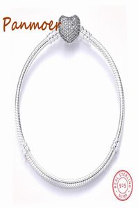 Luxury Authority 100% 925 Cœurs en argent sterling Forme Gold Color Budle Chain Charm Beads Fit Pandoras Bracelet pour les femmes6269016