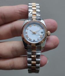 luxe automatisch dames roségouden horloge 26 mm halve maan bezel hoge kwaliteit elegante roestvrijstalen kalender dames mechanisch uurwerk horloge geschenk optionele doos