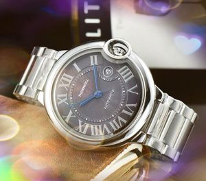 Mouvement mécanique automatique de luxe montre 43mm Roman Air Ball Cadran Bracelet minéral renforcé verre hommes calendrier Miroir en cristal importé Horloge Montre-bracelet