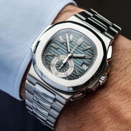 Luxe Automatisch Mechanisch Horloge voor Heren Roestvrij Stalen Band Zakelijke Saffier Effen Sluiting President Heren Horloges Mannelijke Buiness
