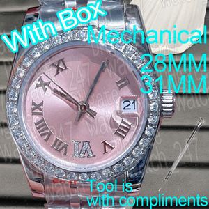 Luxe automatisch horloge Modeontwerperhorloges voor vrouwen diamanten horloge goud 28 mm 31 mm mechanische datum Roestvrij staal Bewegingshorloges Lichtgevende waterdichte geschenken