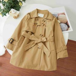 Luxury Baby Mabe Khaki Color Belt Decoration Kids Veste Taille de veste 110-140 HOODED Boy Outwear Designer Girl Girl Breaker Dec05