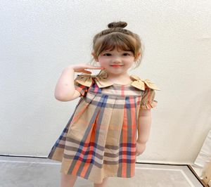 Luxury Baby Girl Princess Dress Kids Grid Doble Bow Summer Summer Sweet Kids Designer Casual Wear6695038