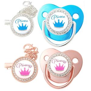 Clips de tétine de bébé de luxe Crown Princess Prince Pacifiers Holder Silicone Infant Nipple Teether BPA Cadeaux de douche nés gratuits 240528