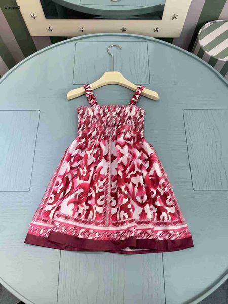 Luxury Baby Jirt Sling Design Princess Robe Taille 100-150 cm Kids Designer Vêtements Summer Red à motifs d'imprimerie Girls Partydress 24aPril