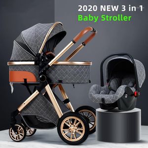 Luxe kinderwagen 3 in 1 hoge landschap Babykar kan zitten en liggen op kinderwagen Cradel Infant Carrier1