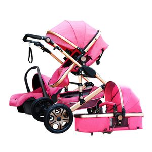 Poussette de luxe Bébé 3 en 1 Vue haute Prame Chaussure pliable Bassinetcar Siège