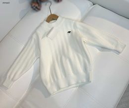 Pull de luxe pour bébé, sweat à capuche pour garçons, blanc pur, taille 110-160, vêtements de marque pour enfants d'hiver, logo contrasté, pull pour tout-petit, Jan10