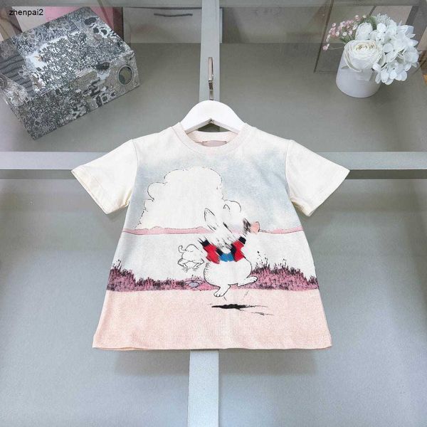 Bébé de luxe T-shirts motif de lapin blanc filles garçons manches courtes taille 90-160 CM vêtements pour enfants de marque été coton t-shirts pour enfants 24Feb20