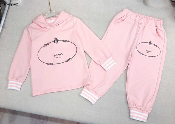 Survêtement de luxe pour bébé Automne Poignets en fil design Vêtements de marque pour enfants Taille 100-150 Sweat à capuche et pantalon imprimés avec logo sur la poitrine Nov10