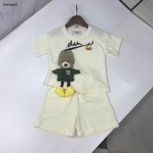 Luxe baby tracksuits Child Summer Suit voor kinderen designer kleding maat 90-140 cm gebreide teddybeerontwerp jongens t-shirts en shorts 24april