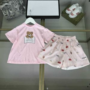 Luxury Baby Tracksuits Summer Migne Rose Set Girls T-shirt Suit Kids Designer Clothes Taille 100-160 cm Girls T-shirt and Short 24MA