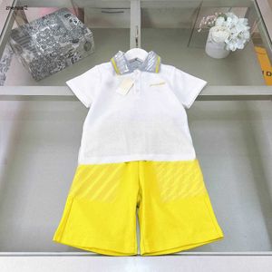 Survêtements de luxe pour bébé T-shirt d'été ensemble vêtements de marque pour enfants Taille 100-150 CM POLO enfant et short jaune à grande poche 24Feb20