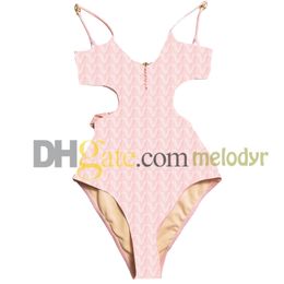 Swimwear à dos de luxe Sexy Hollow One Piece Bikinis Letter Imprimer Push Up Swimsuit Fomen Femmes Saisie de baignade à printemps chaud et sec