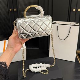 luxe tas 2024 hoge kwaliteit designer tas schoudertas metalen handvat diamanten roosterketting enkele schouder crossbody tas handtas portemonnee avondtasje