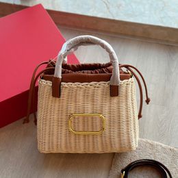 Sac de luxe sac à bandoulière design sacs à main de luxe femmes sac de paille mode classique sac à main de vacances avec sac à poussière