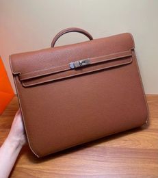 Luxe tas ontwerper Handtas 36 cm Men aktetas bakken volledig handgemaakte kwaliteit Italië Togo lederen wasstiksel blauw zwart bruin etoupe 4colors snelle levering