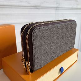 Bolsa de lujo Diseñadora de billetera de cuero para mujeres Dobres con cremallera Tarra de tarjetas largas Monedas Mujer Muestra de bolsos de cartas de embrague exóticos bolsos de cuero con caja de naranja