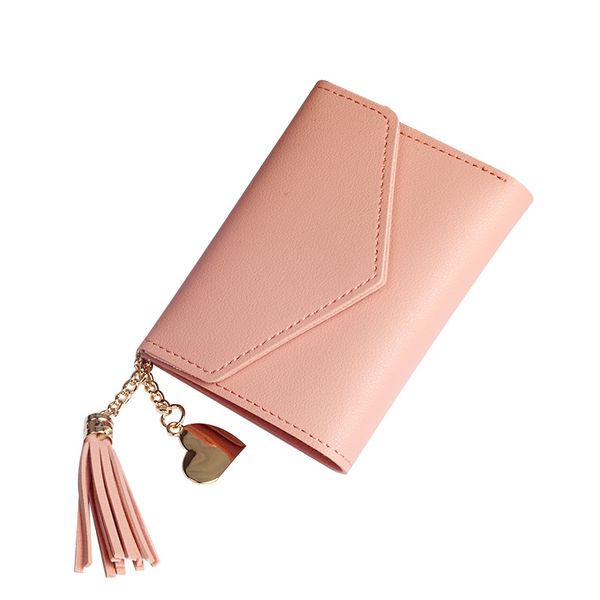 Bolsos de lujo para mujer Cartera de moda simple Nueva mujer Monedero Borla Bolso colgante Llitchi Patrón Carteras Tarjeta Cero Monederos Cuero de PU Color 8