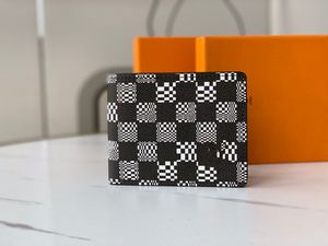 Luxe Tassen Mannen Meerdere Portemonnee Klassieke Merk Kaarthouders Zwart en Wit Schaakbord Patroon Korte Portemonnee Ontwerper Merk Mozaïek Grid Man Clutch Bags Pocket