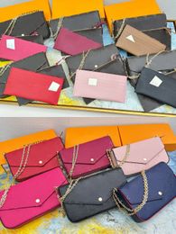 Bolsos de lujo Monederos para mujer Carta en relieve a cuadros marrones Bolsos de mano para mujer Marca de lujo Carteras largas para mujer Bolsos de hombro Bolsos de mano Bolsillo de tres piezas