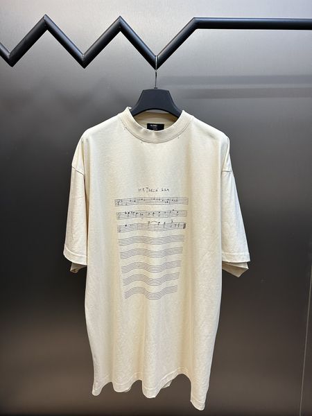 Bale de luxe hommes nc T-shirts ia musique imprimé t-shirt décontracté en coton pour hommes t-shirt en coton pour femmes haut ample t-shirt
